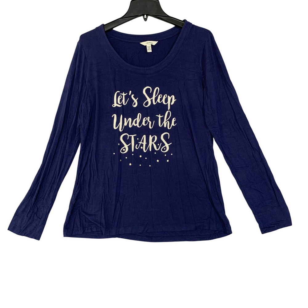 Soma Women's M Graphic Sleep Shirt Pajama Top Navy Blue Rayon Spandex